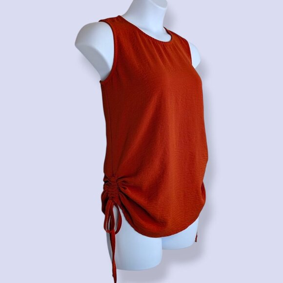 🍁V. Marallis Orange Sleeveless Side Tie Top - Picture 4 of 8